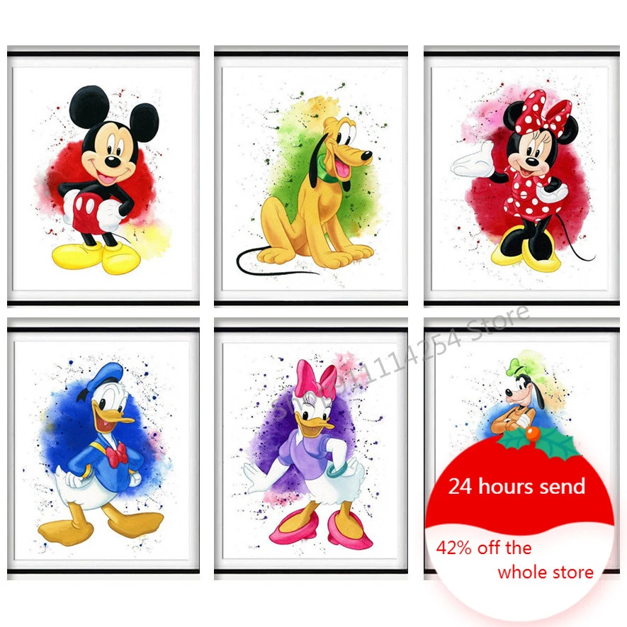 ディズニー漫画のダイヤモンド塗装ミッキーマウスモザイク画像ミッキーとミニーポスターダイヤモンド刺繍子供のルームのインテリア Aliexpress Home Garden