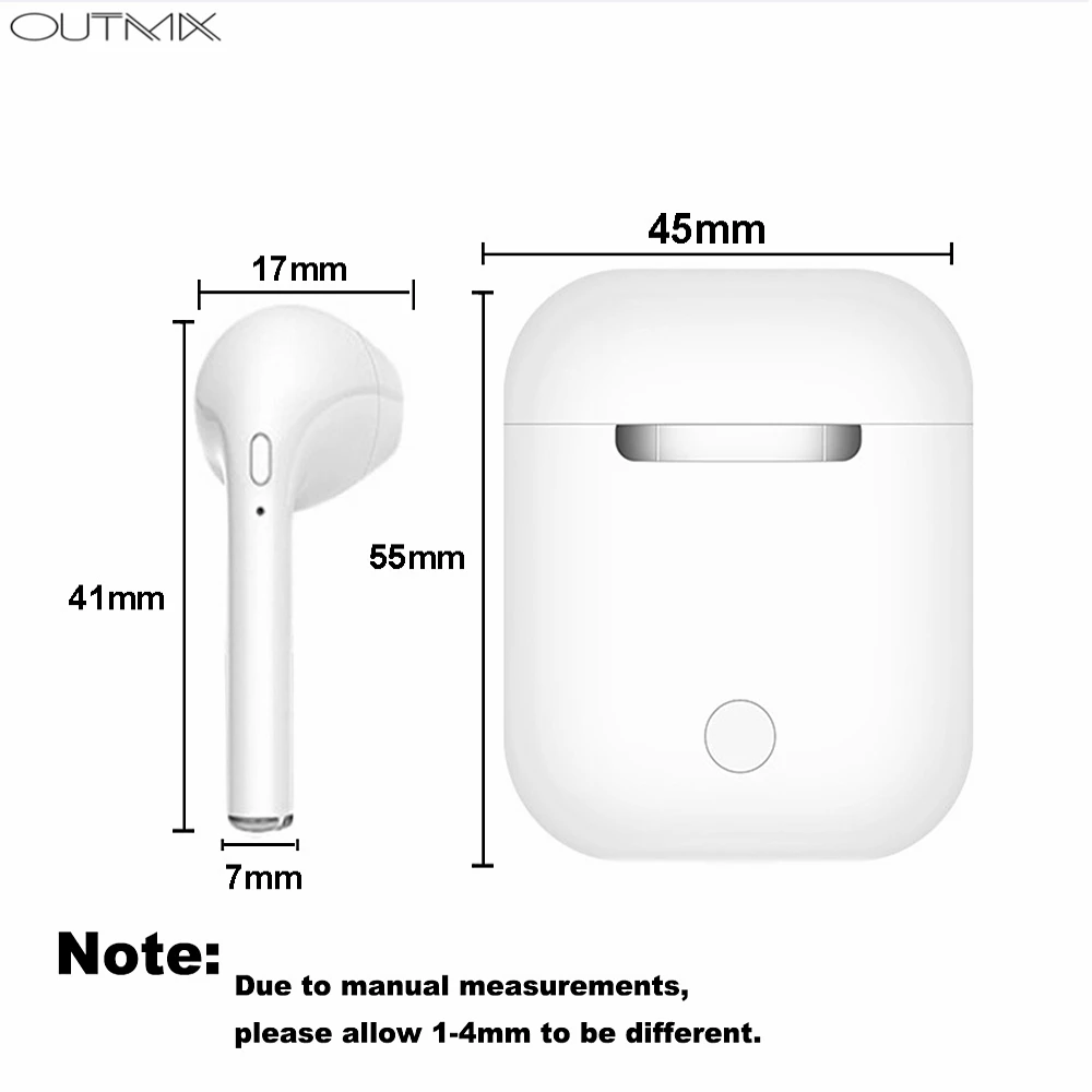 

OUTMIX 2018083001 TWS Wireless Earpiece Bluetooth Earphones I7 sport Earbuds Headset With Mic For smart Phone iPhone