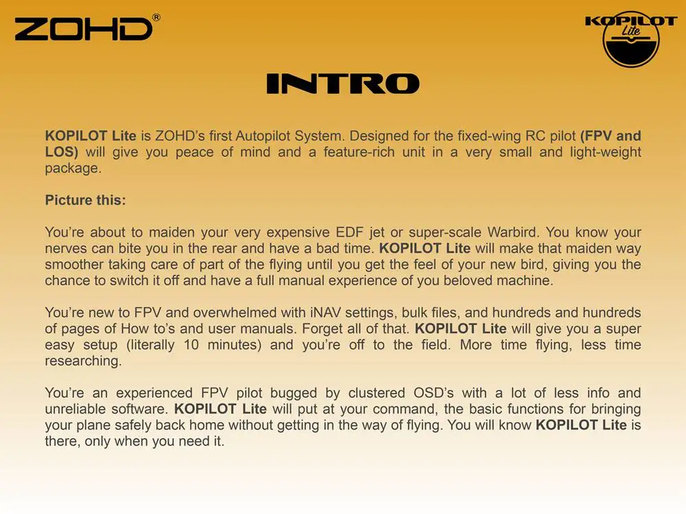 Hot Sale ZOHD Kopilot Lite Autopilot System Flight Controller with GPS Module Return Home Stabilization RC Airplanes FPV Parts