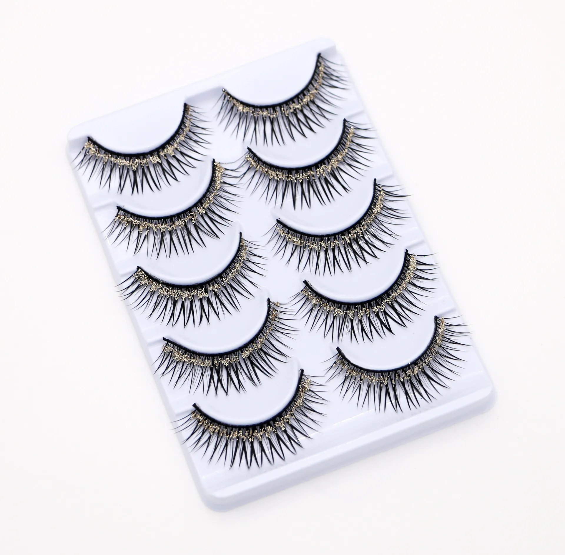 New Fashion Natural Cross False Eyelashes Glitter Powder Fiber Hard Stem Fake eyelashes Stage Performance Essential Tools