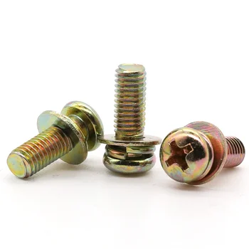 

1000/50pcs M4 M5 Cross Recessed Pan Round Head Bolt Phillips Screws Flat Spring Washers Carbon Steel L=12mm 16mm 25mm