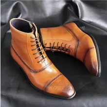 Autumn NEW Men zipper Boots Vintage Brogue College Style Men Shoes Casual Fashion Lace-up Boots For Man Big Size 39-47 A52-89