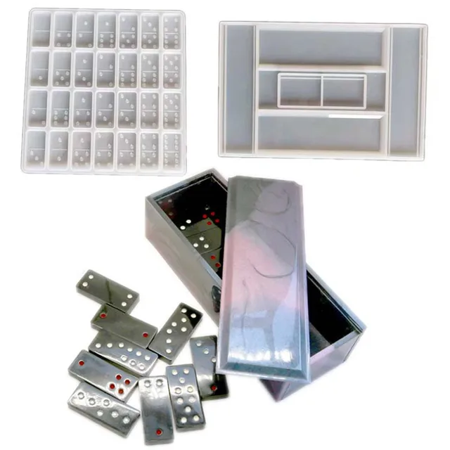 Diy Epoxi Gyanta Domino Készlet Dominó Tároló Doboz Pai Gow Mérő Csésze Asztali Dekoráció Kézműves Szilikon Penész - Image 5