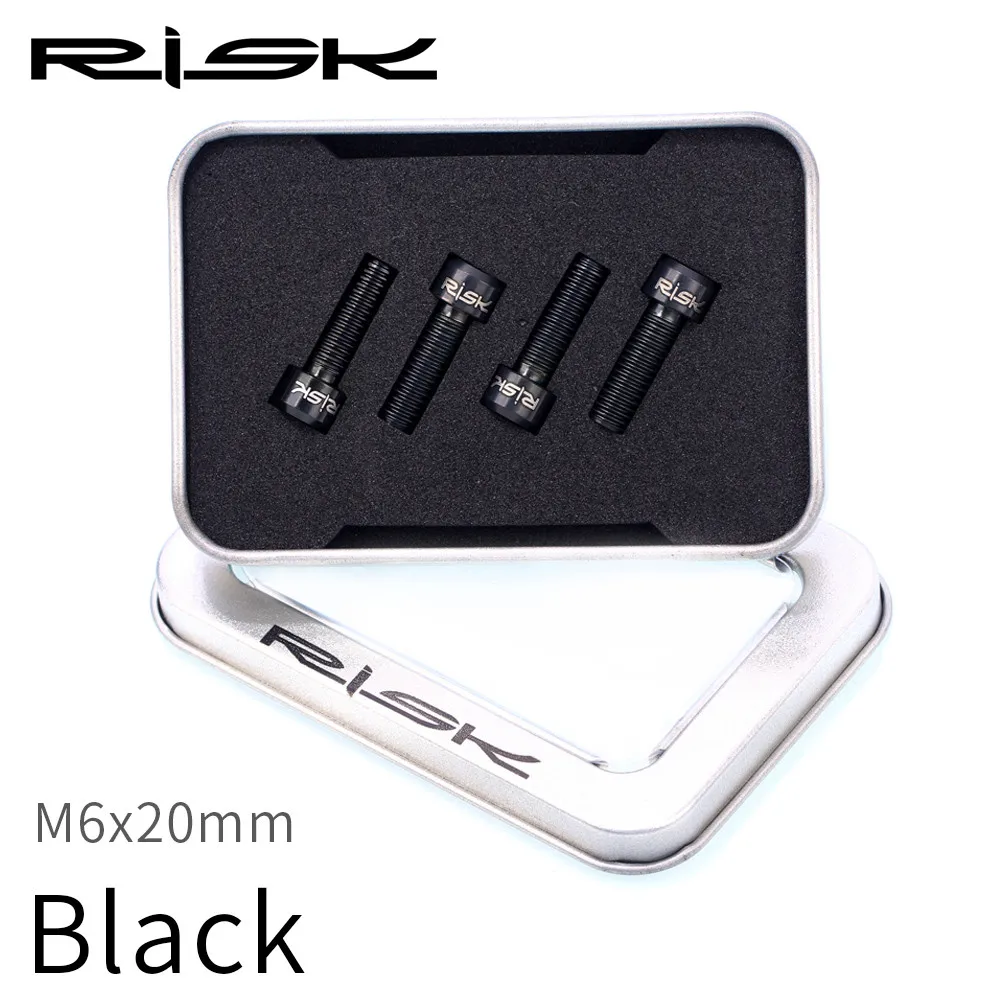 RISK 4 steucke M6x18mm Titan Legierung горный велосипед диск Bremse Befestigungs Schrauben Mit Rillen шайба feur MTB Fahr - Цвет: Black 20mm