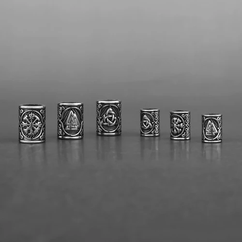 스테인리스강 바이킹 룬 비즈, 6 mm 8mm 큰 구멍, 머리 수염 비즈 팔찌, 작은 보석 만들기 액세서리, 도매 3