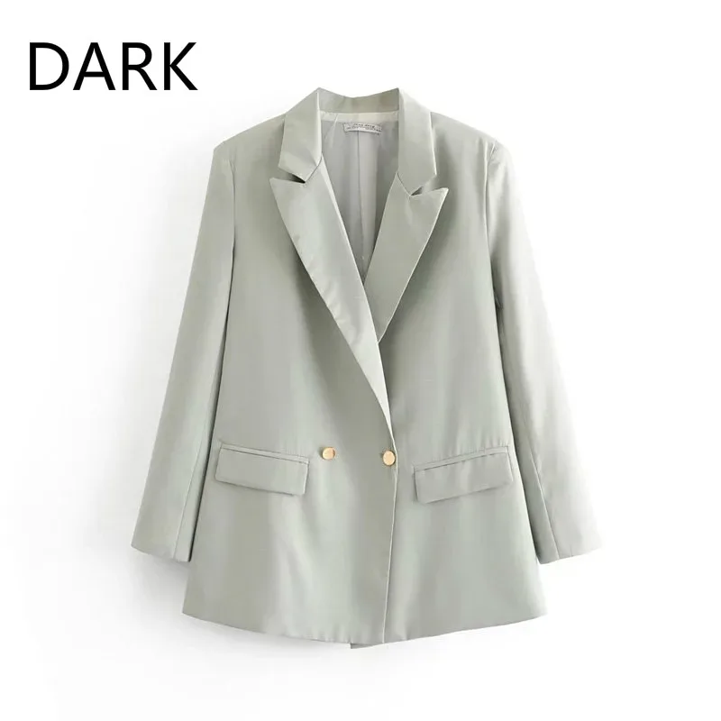 

Europe And The United States Autumn 2020 New Women's Clothing Lapel Long-sleeved Double-breasted Blazer