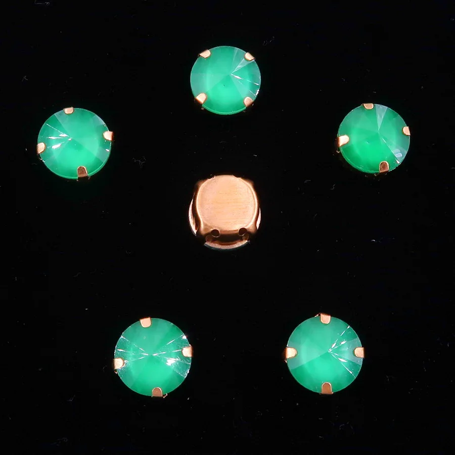 A10 Emerald Прекрасный Золотой коготь настройки 8 мм 10 мм желе конфеты и AB стекло кристалл риволи круглой формы пришить стразы свадебное платье diy отделка - Цвет: A10 Emerald