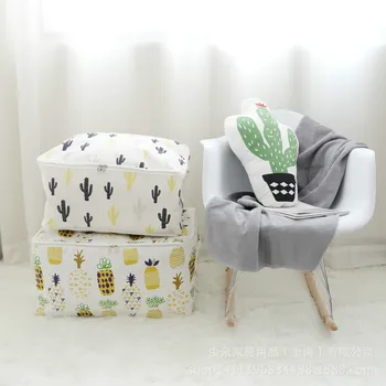 

Clothes Storage Bag Large Cotton Waterproof Quilt Blanket Sweater Underbed Storage Cloth Box Foldable Bag Bedroom Organizer