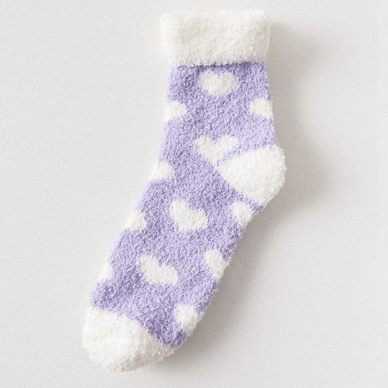 Карамельные теплые милые зимние повседневные женские носки с сердечками пушистые теплые махровые носки короткие милые хлопковые носки для женщин - Цвет: PP