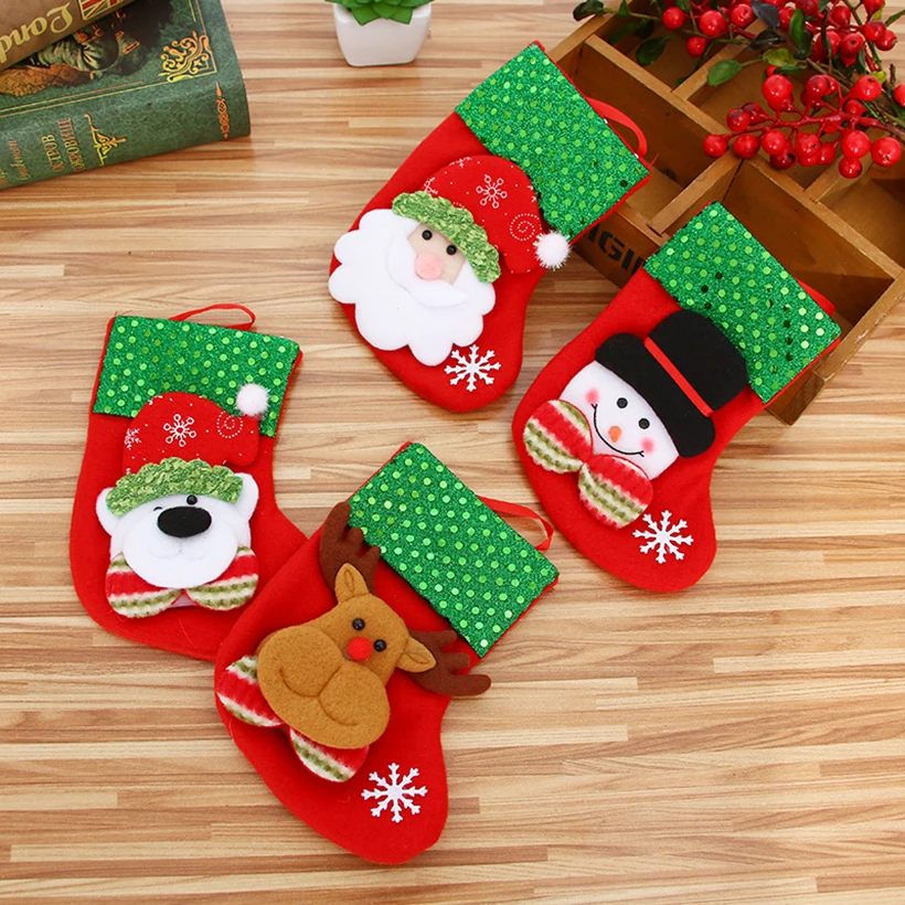 

Handmade Stocking Chrismas Decoration Sock for Home Christmas Tree Ornaments Gift Holders Stockings New Year Gift Bags