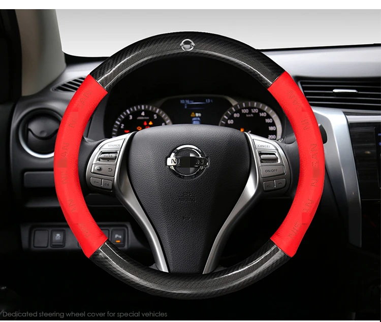 ManH FenT углеродное волокно коровья кожа Чехол рулевого колеса автомобиля для Nissan Qashqai Xtrail t32 Juke Note Tiida Almera Rogue Almera