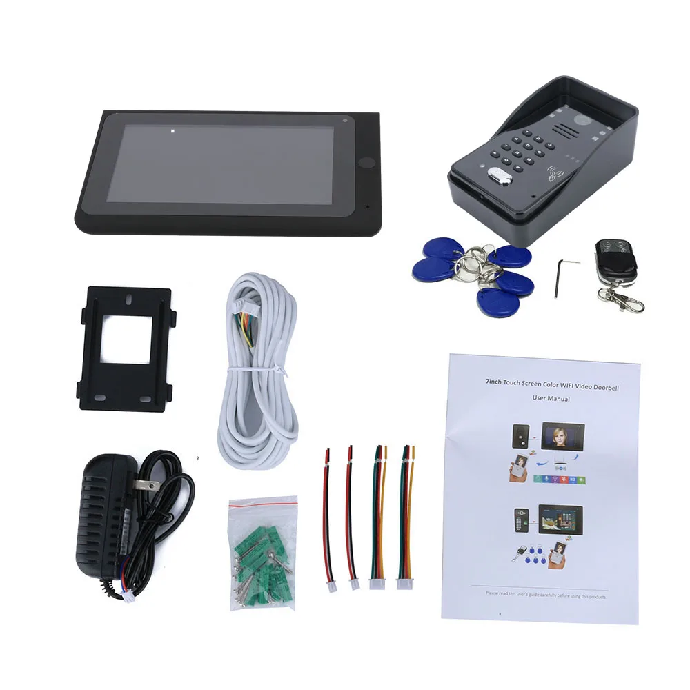 Sistema de portero automático con cable/inalámbrico, 7 pulgadas, Wifi,  RFID, contraseña, vídeo, portero automático, Monitor Wifi, cámara nocturna  IR 1000TVL - AliExpress