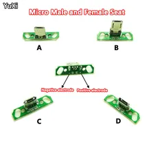 

YUXI 1Pcs Vertical Micro Female Socket to PCB Board USB Welding Board Android MICRO Male Socket Two-core Charging Phone Plug
