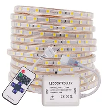 

220V LED Strip Light 5050 SMD Remote Control Dimmer 60LED/m Waterproof Flexible Led Ribbon Tape Lights Strip Home Decoration