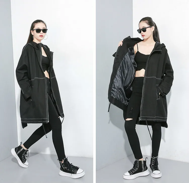 Max LuLu/Осенняя модная Корейская уличная женская одежда больших размеров, Женская ветровка с капюшоном в стиле панк на молнии, Винтажный Длинный плащ