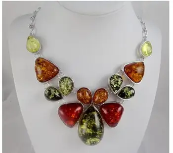 

wholesale Natural Precious Modernist TEARDROP GOLDEN HONEY PRESSED AMBERS Water drop NECKLACE Jewelry making necklace P5