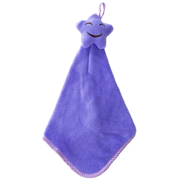 Полотенце с мультяшной улыбкой, детское полотенце из микрофибры, сухая рука, Мягкая Детская плюшевая ткань, впитывающее полотенце для кухни и ванной - Цвет: purple