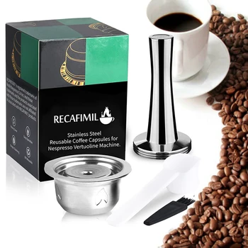 

230ml Reusable Coffee Capsule Cup + Tamper Set For Nespresso Vertuo Plus Kitchen Supplies Coffee Filter