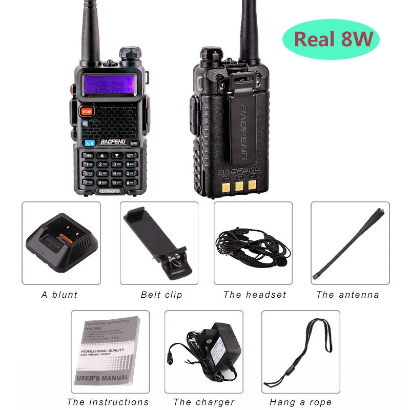 Baofeng UV-5R Walkie Talkie UV5R CB Radio Station 8W 10KM 128CH VHF UHF Dual Band UV 5R Two Way Radio for Hunting Ham Radios