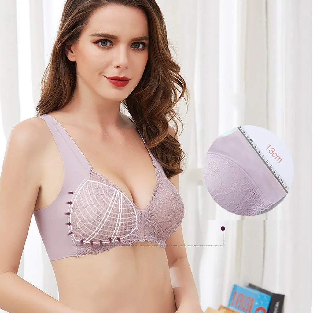 Бюстгальтеры для женщин, бюстгальтер пуш-ап, укороченные топы, сексуальные женские бесшовные кружевные бюстгальтеры без стального кольца для грудного вскармливания, бюстгальтер с пряжкой спереди