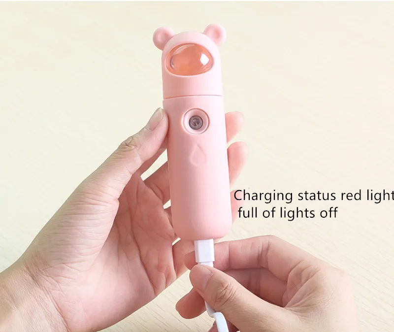 USB Pink Air Humidifier Bear Rabbit Portable Clean Care Skin Nano Spray Aroma Diffuser Facial Hydrating Spray Steamer