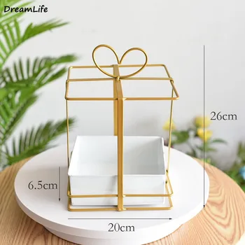 

Golden Geometric Vase Flower Pot Nordic Style Flowers Packaging Portable Flower Storage Basket Rack Holder Home Room Decorations