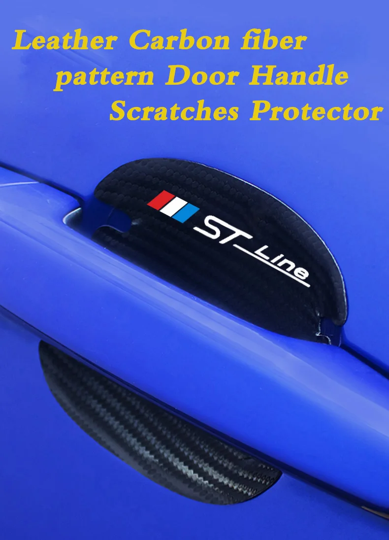 

4 Pcs car wrist of door protective film sticker Carbon Fiber leather car Door Handle for Ford Focus mk2 st Vignale / st-line f