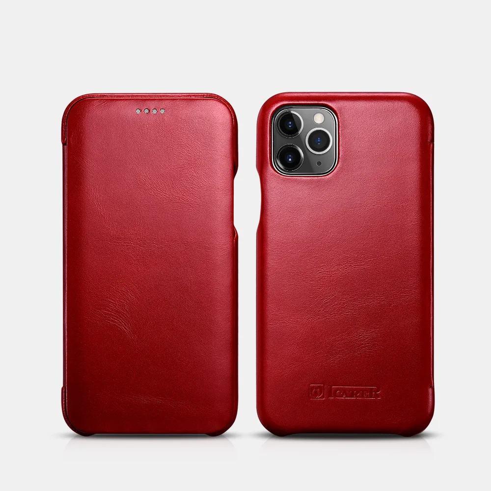 Icarer бренд для iPhone 11 Pro Max чехол из натуральной кожи чехол для телефона s изогнутый край винтажная Магнитная Застежка чехол-книжка
