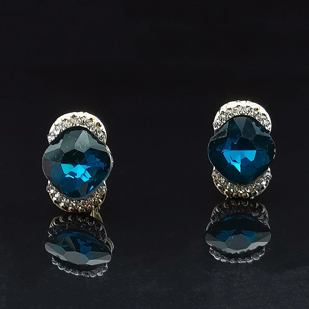 Импортные женские серьги-Клипсы из Южной Кореи, изысканные Простые овальные серьги с разноцветными кристаллами, ювелирные изделия, не пирсинг