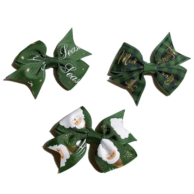 2.6 Inch Christmas Hair Bow With Clip Printed Hair Clip For Kids Girls Boutique Party Bows Grips Barrettes Hair Accessories 4