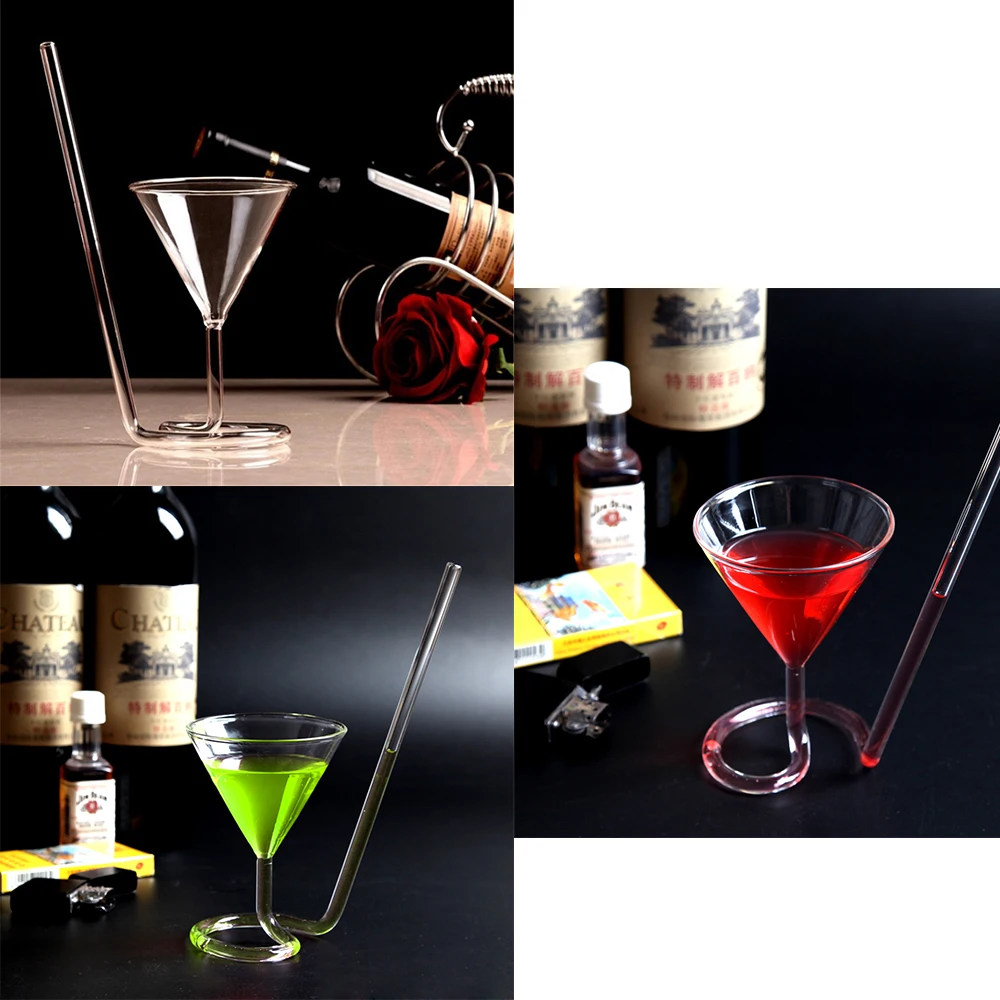 Spiral Straw Molecular Cocktail Glass Transparent 8 Spiral Straw Molecular Cocktail Glass Transparent
