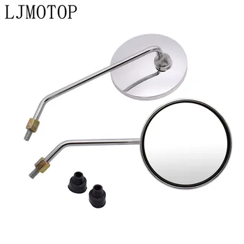 

motorcycle mirrors chrome round mirror motorcycl Big vision Side Mirror For YAMAHA XT250 TRICKER DT230 DT 125 230 LANZA KAWASAKI