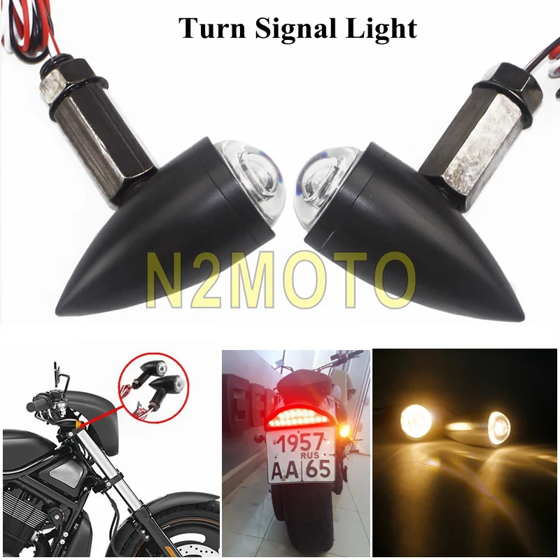 10mm Motorcycle Turn Signals 12V LED Lights Bulbs Blinkers Indicators Amber Pair