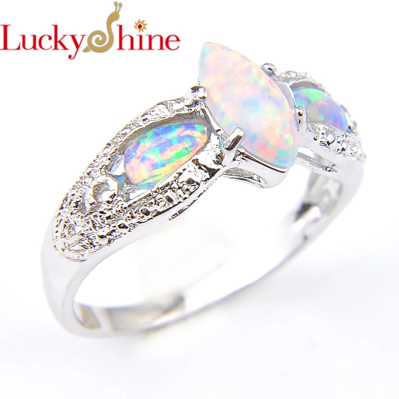 Новые модные ювелирные изделия Luckyshien женские кольца с белым опалом обручальные