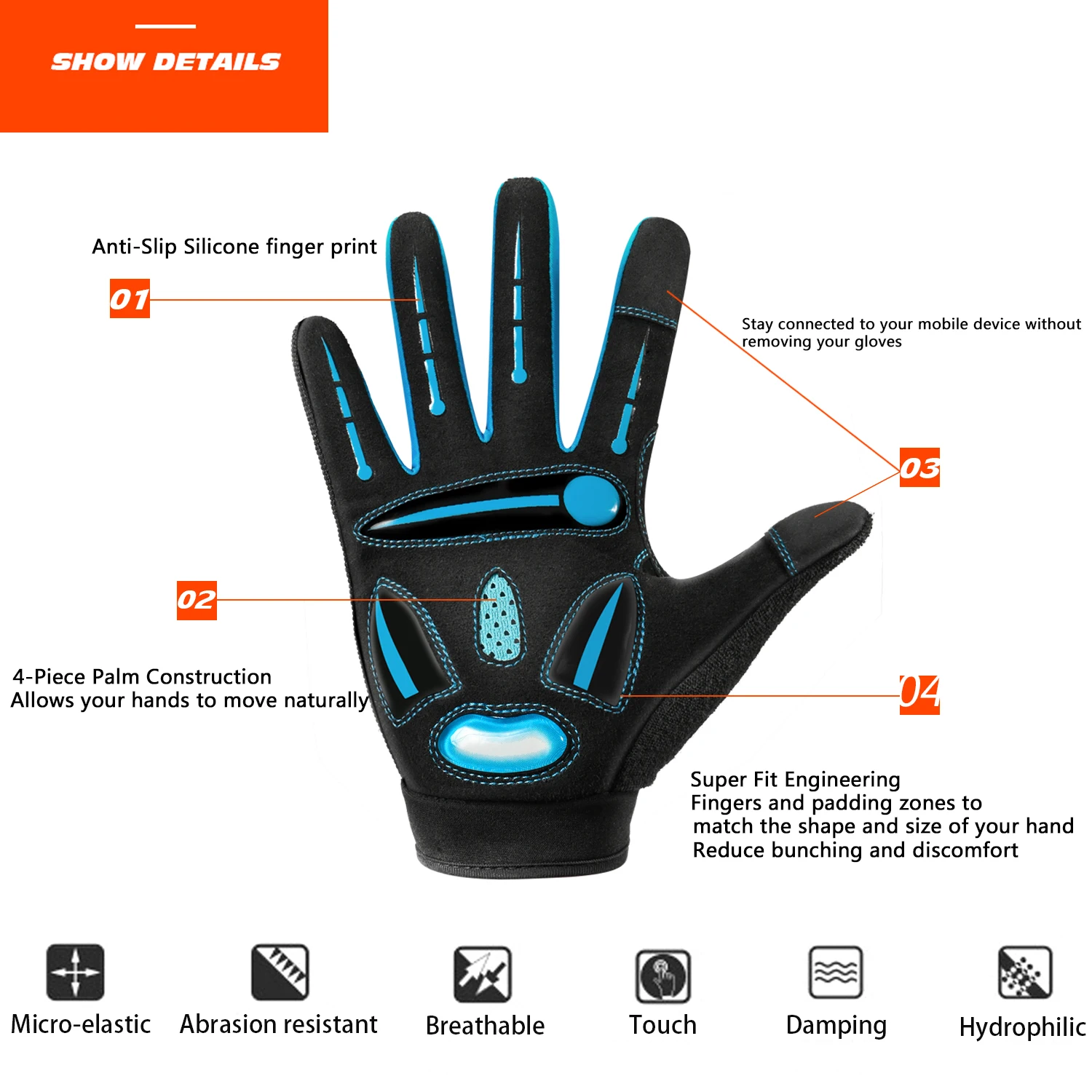 MOREOK Cycling Gloves Gel Shockproof MTB Road Bike Gloves Breathable Durable Bicycle Gloves Non-slip Biking Glove for Men Women 5