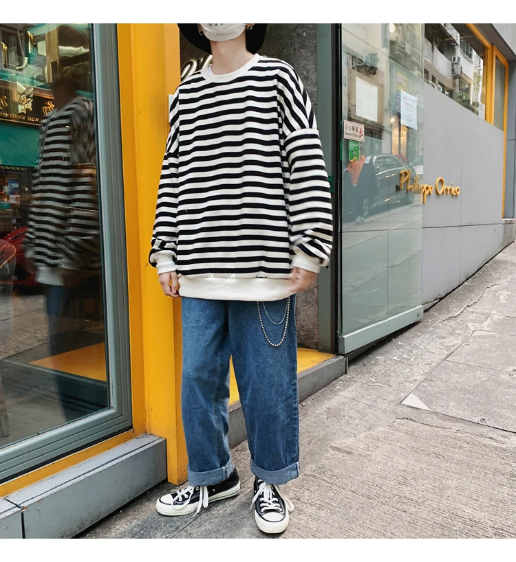 Privathinker мужские и женские Свободные толстовки с круглым вырезом мужские полосатые корейские толстовки Мужские Модные осенние толстовки Harajuku одежда