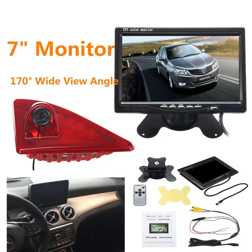 Camera Monitor A 12 В автомобильный тормозной светильник заднего вида камера заднего вида 3-е ночное видение парковка для Renault Master со встроенным 10 ИК светодиодный светильник - Название цвета: Camera Monitor A