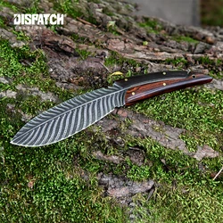 Couteau à plume en acier damas, livraison en plein air, droit, de chasse, de survie, à lame fixe, utilitaire de Camping 