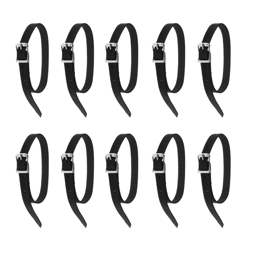 10pcs Thickened PP Weaved English Spurs Straps Western Horse Riding Equestrian - Black