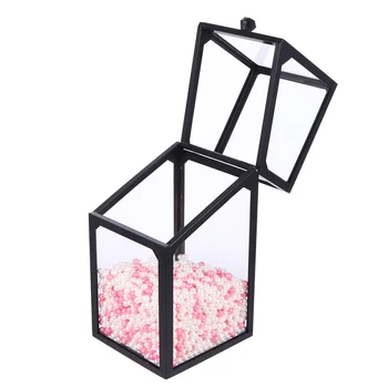 

Makeup Box Brush Storage Holder with Lid and Pearls Cosmetic Brush Organizer