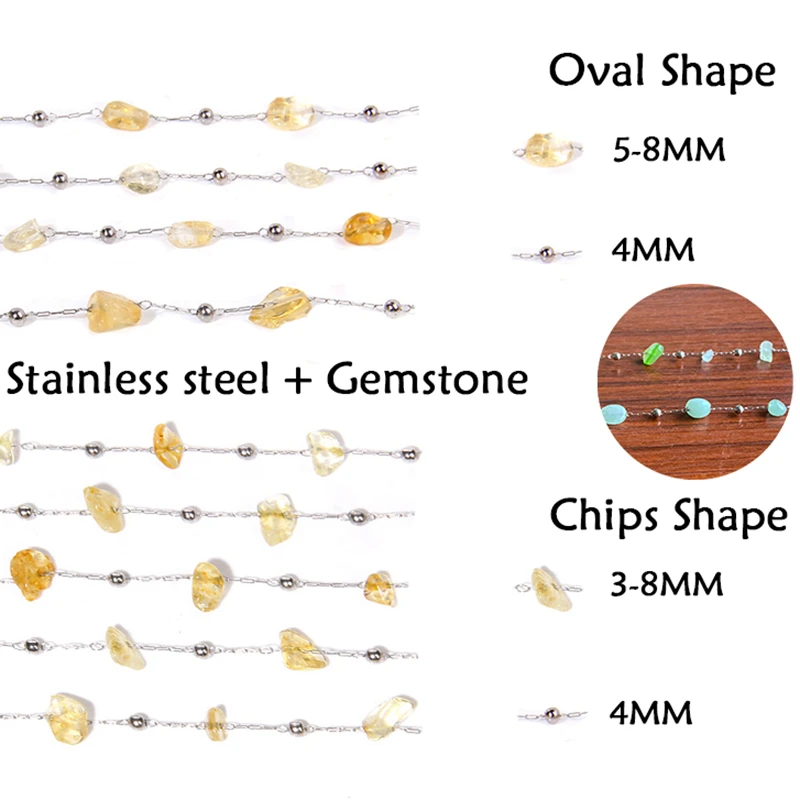 Natural Stone Beads Tainless Steel Quartz Gem DIY Charms For Jewelry Making Necklace Bracelet Handmade Accessories Gifts