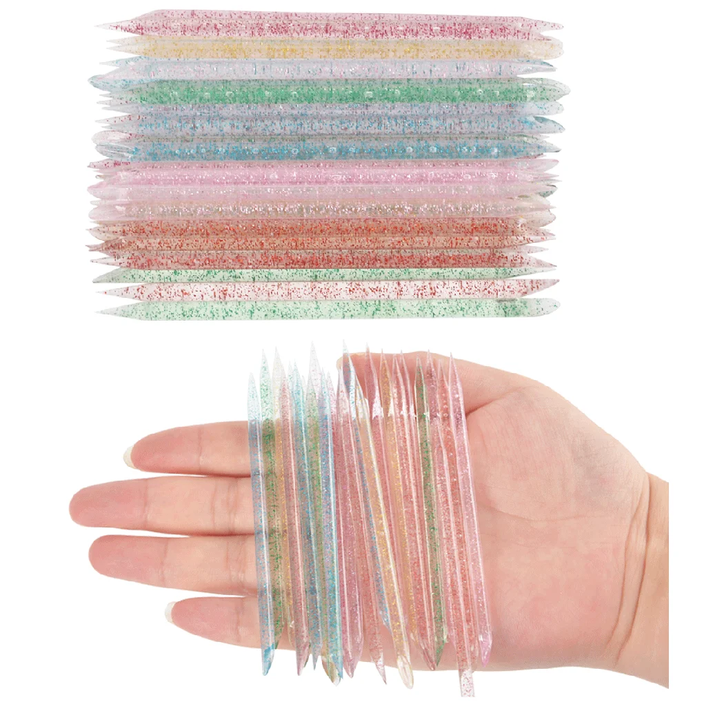 25/50/100 Pz Plastica Colorata Nail Fork Double End Clean Sticks Cuticola Remover Pusher Fingernail Care Tools Nail Art Forks