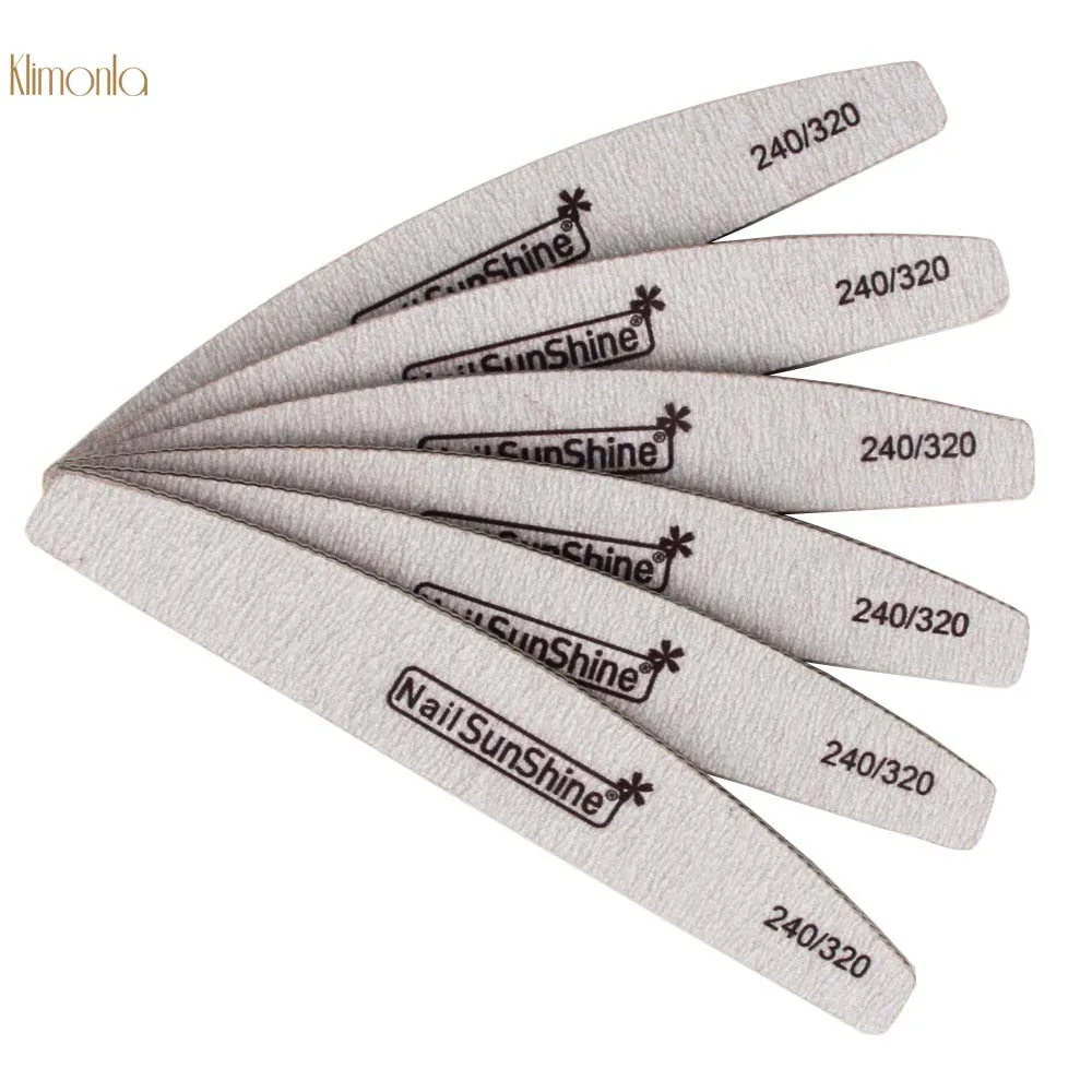 Nail File240/320 аксессуары для ногтей lime a ongle Half Moon черные пилки для ногтей Полировочный, Маникюрный Инструмент для педикюра 6 шт