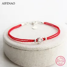 925 стерлингового серебра циркониевые браслеты ручной работы красная веревочная нить цепи браслеты для женщин пара ювелирных изделий