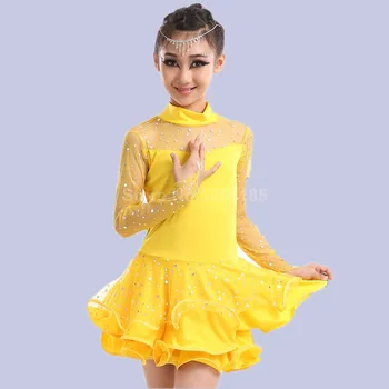 

Children Latin Dance Kids Competition Dress Dancing Ballroom Costumes Salsa Tango Cha Girl Stage Performance Dance Party Outfits