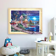 Meian 5D DIY дрель Алмазная картина с домом Ночная Алмазная вышивка распродажа специальные стразы мозаика рисунок озера Диамант DP пейзаж