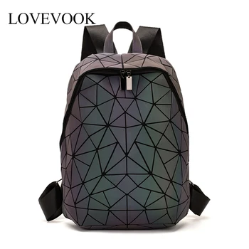 

LOVEVOOK women backpack schoolbag for teenage girls luminous geometric backpacks for travel large capacity fashion for ladies