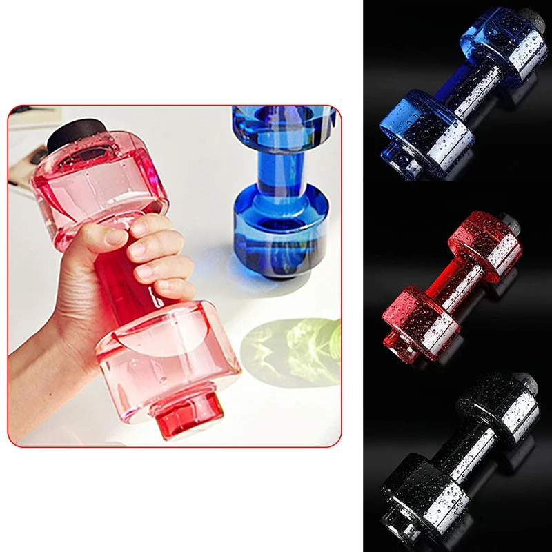 Sports Water Bottles 550ml Leakproof Portable Unbreakable Plastic Bottle Shaker BPA Fitness Dumbbell Unisex 4 Colors water dumbbell bottle