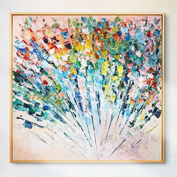 

handmade colorful Knife Oil Painting fashion Hand painted Abstract Modern Canvas painting rich color flower Picture art