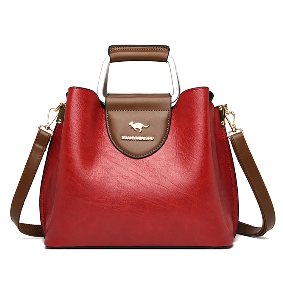 3 Schichten Marke Kleine Tragetasche Ölhaut Lederhandtaschen Damentaschen Er Damen Schulter Crossbody Handtaschen für Frauen_voghion.com